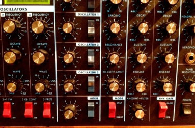 Moog synthesizer control panel