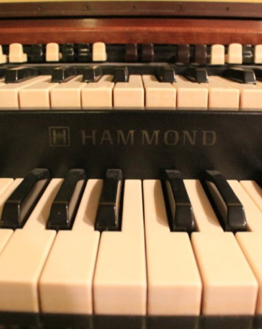 Close-up of Hammond organ keys